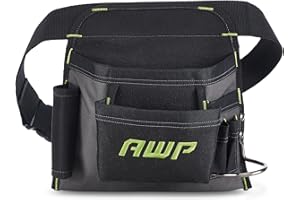 AWP Handyman Tool Apron 6 pockets and Loops for Tool Organization | Black & Gray | Fits up to 50" Waist Size