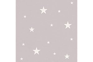 BRICOFLOR Papier peint étoile enfant | Papier peint phosphorescent 32440-2 | Papier peint mauve clair | Papier peint chambre enfant original intissé