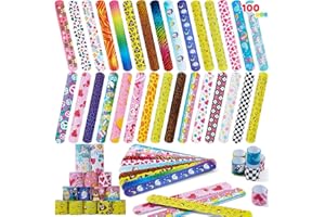 JOYIN Slap Bands, 100pcs Slap Bracelets Super Slap Wrist Bands with Colorful Hearts Animal, Party Bag Fillers for Kids (30 Designs) Birthday Party Favours Pack, Easter Basket Stuffers