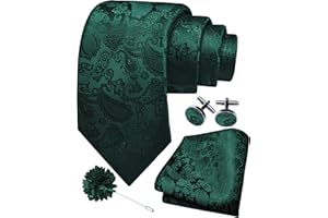 Gusleson 3.15"（8cm） Mens Paisley Tie and Lapel Pin Necktie Hankerchief Cufflinks Set for Men