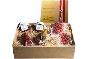 GUSTOTIPICOITALIANO GUSTO TIPICO ITALIANO Cesto Gastronomico Salumi Italiani Artigianali con Pancetta, Salsiccia Bocconcino, Salame Artigianale, Pasta di 'Nduja, Bruscapasta alla Tropeana Doce