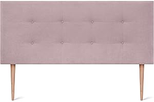 DHOME Cabecero, Cabezales de Cama Capitoné hasta el Suelo. Cabezal tapizado ACUALINE Tela y Polipiel. Cabeceros de Cama Matrimonio e Individual (Tela Salmón, 145x115cm con Patas (Camas 120/135/140))