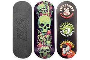 SPITBOARDS Tavola da dito da 34 mm – Real Wood (5 strati) Classic Popsicle Street Shape – Dimensioni: 34 x 96 mm – Single Graphic Deck (Real Wear) – Concave – Slimey Skulls