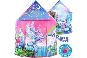 W&O Tienda de campaña de Unicornio arcoíris para niñas con sonidos mágicos y juguetes de unicornio, tienda de princesa para niñas
