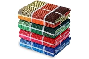 RMTech Premium Cotton Tea Towels Set– Super Absorbent, Durable & Soft, Kitchen Tea Towels for Drying, Cleaning, and Baking – Pack of 4, (68cm by 42cm) Eco-Friendly Dish Clothes.