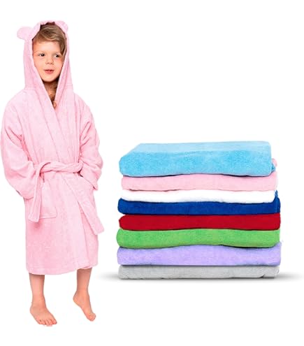 Kinder Bademantel Von Souspy - Kuscheliger Morgenmantel Mit Kapuze In Trendigen Farben