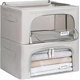 4CONVY Clothes Storage Boxes for Wardrobe with Zipper and Metal Structure - Stackable Rigid Organizer Boxes - Storage Bags fo