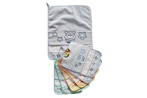 OM DOLCE CASA Bavaglini 6 pezzi cm 24x30 scuola materna bambino ippopotamo con elastico produzione italiana in OMAGGIO UNA SALVIETTA CON LACCETTO
