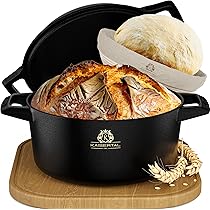 Pentola Pane In Ghisa Kaisertal 26 Cm - Con Cestino Lievitazione, Coperchio, Per Forno