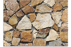 ARTland Spritzschutz Küche aus Alu für Herd Spüle 70x50 cm (BxH) Küchenrückwand mit Motiv Steinwand Landhaus Steinoptik Mauer Stein Braun T9FK