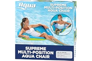 AQUA LEISURE Aqua Deluxe Supreme Hex Pool Chair Lounge, Luxury Fabric, Suntanner Pool Chair Float, Adult Pool Float, Heavy Duty, Blue Fern