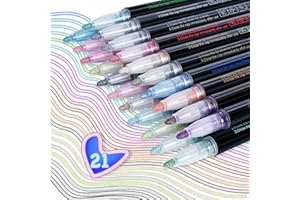 ANYUKE 21 Magische Stifte Glossy Magic Pens Outline Marker Metallic, Doppellinien für Weihnachten Karten Adventskalender Handlettering Fotoalbum Scrapbook Planer Steine Glitzerstifte