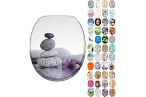 Sanilo Abattant WC, Grande sélection de lunettes de toilette, Finition de haute qualité, Charnières robustes, Fixation facile (Pierres d'énergie)