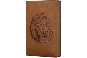 CAGIE Leather Journal for Men Soft Cover 208 Pages Lined Journals for Writing A5 Lion Journaling Notebooks Vintage Inspirational Diary, 5.7" x 8.3", Brown
