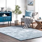 nuLOOM Loni Sağlam Makinede Yıkanabilir T&uuml;yl&uuml; Alan Halı, 3' x 5', A&ccedil;ık Mavi