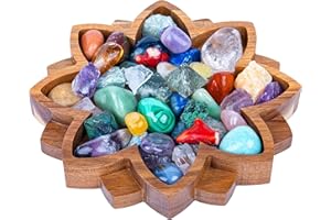 Curawood Lotus Crystal Tray for Stones - Display Your Crystals & Healing Stones - Crystal Holder for Stones Display - Crystal Shelf Display for Stones - Crystal Organizer Bowl for Crystals Stones