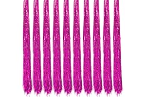 Oblique Unique® 10x Lametta Glänzend 100cm für Weihnachtsbaum Baumschmuck Weihnachtsdeko Weihnachten Party Feier Deko Silber Gold Weiß Schwarz Pink Lila Blau Grün - Farbe Wählbar (Pink)