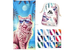 ALP & ACT Strandtuch XXL 200x90 cm - 100% recycelte Mikrofaser - EXTRA LEICHT & schnelltrocknend - großes Microfaser Handtuch für Urlaub & Strand - Badetuch inkl. Baumwollbeutel - bunt