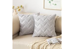 MIULEE 2 Piezas Funda Cojines Funda de Almohada Diseño Boho Lana de Imitación Cojin Moderno Decoración Cremallera Oculta para Silla Oficina Cama Habitacion Dormitorio Salón 50x50 cm Gris Claro