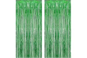 Torytoe Lametta Vorhang Grün Glitzer, 2 Stück Metallic Glitzervorhang Fringe 1 x 2m Glitzer Tinsel Curtain Lametta Vorhänge Folien Fransen Partydeko Hintergrund für Geburtstage Festivals Party Deko
