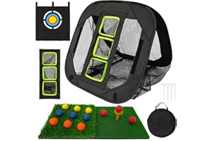 CATCHLUCK Golf Nets for Garden Golf Chipping Net 5 Modes Pop Up Practice Net Indoor Outdoor Training Equipment with Hitting Mat and 12 Foam Balls