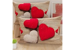 PETTI Artigiani Italiani - Coppia di Federe Cuscino 50x80 cm in Microfibra, Cuscini Arredo Camera da Letto, Divano, Salotto, Set 2 Fodere Copricuscino, Federa Cuore, 100% Made in Italy