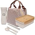 Alta Scelta Eco-Friendly 11OO ML Lunch Box with Compartments, Bottle & Cutlery, Leak-Proof Bento Lunch Box for Work, School & Travel, Microwave Safe Lunchbox, Added Lunch Bag for Women, Men & Kids
