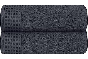 GLAMBURG Baumwolle 2er-Pack Oversized Badetuch-Set 70 x 140 cm, große Badetücher, Ultra saugfähig, kompakt, Umweltfreundlich und 100% recycelbar, schnell trocknend und leicht, Holzkohle Grau