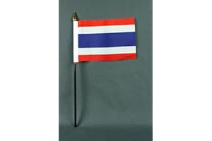 BUDDEL-BINI Buddel Bini Kleine Tischflagge Thailand 15x10 cm mit 30 cm Mast aus PVC-Rohr, ohne Ständerfuß