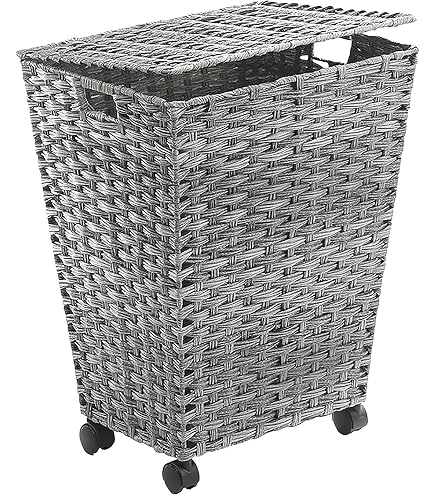 SONGMICS Wäschesammler 140L Mit 3 Fächern & Rollen – Faltbarer Rattan-Korb Für Waschküche & Schlafzimmer