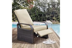 ART TO REAL Sillón reclinable de Mimbre con Cojines, Relax Sillon Tumbonas Jardin Exterior,Marco de Aluminio Sillas Terraza Exterior,Mmueble para Exterior, Resistente a la Intemperie