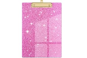 Piasoenc Acrylic Clipboards, Fashion Glitter Clipboard, Stardard Letter Size Clip Board, A4 Size 12.5" x 9", Cute Confetti Clipboards for Women, Rose Gold Desk Office Supplies and Accessories
