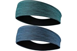 EasYoung 2-Pack Headbands for Men Women, Sweat Wicking Headbands for Sports Fitness Yoga Running Elastic Non Slip, Unisex