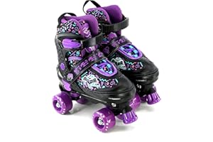 The Magic Toy Shop Childs Junior Adjustable Quad Roller Skates Boots Childrens Kids 4 Wheel Rollers