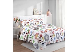 NH NOVOTEXTIL HOGAR Colcha Boutí Cama 90 (180x270) Estampada - Colores Vivos para Primavera y Verano - Algodón y Poliéster - Cubrecama con Acolchado Ligero 200 gr/m2 – Incluye 1 Funda de Almohada (50x70) (Amberes)