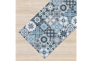 ILGRUPPONE Il Gruppone Passione Casa Tappeto Cucina Antiscivolo Made in Italy Passatoia Antimacchia Multiuso Corridoio Soggiorno Lavabile in Lavatrice - 50x150 - Mattonella Acqua