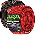 GearIT 4 Gauge Wire (50ft Each - Black/Red Translucent) Copper Clad Aluminum CCA - Primary Automotive Wire Power/Ground, Battery Cable, Car Audio Speaker, RV Trailer, Amp, Electrical 4ga AWG 50 Feet