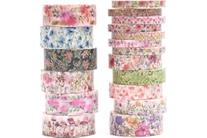 Songdao 18 rouleaux Saisons Fleurs Washi Tape Set, Ruban Adhésif Décoratif Masking Tapes pour Arts, Bullet Journal, Scrapbooking, Bricolage, Emballage (Spring)