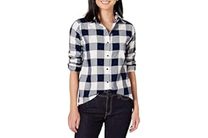 Amazon Essentials Women's Regular-Fit Long-Sleeve Lightweight Plaid Flannel Shirt