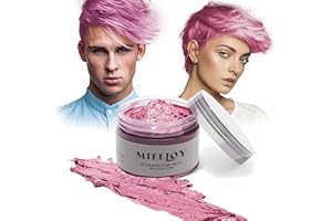 MIFELOY 120g Temporary Pink Hair Color Wax with Dye Brush, Instant Natural Hairstyle Cream, Disposable Coloring Mud for Men Women Youth, Washable Styling Pomades for Party Cosplay DIY Halloween