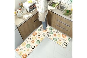 KGIHPC Juego de 2 alfombras de cocina antideslizantes y lavables, juego de camino de cocina, comedor, entrada y felpudo para puerta (petal, 40 x 120 + 40 x 60 cm)