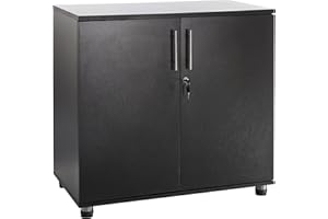 MMT Furniture Designs Ltd Schwarzes Büro-Aufbewahrungsschrank mit 2 Türen, abschließbar, 73 cm hoch, für den Schreibtisch
