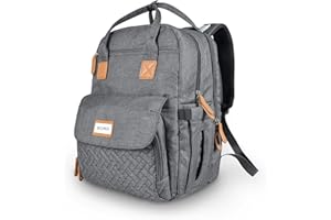 SNDMOR Changing Bag Backpack, Large Capacity Mommy Bag, Nappy Backpack with Portable Changing Mat for Traveling, Walking, Shopping