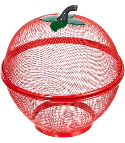 Fruttiera con Coperchio,Portafrutta in Metallo con Rete Traspirante per snack,cesto di frutta con coperchio in rete cesto di frutta con coperchio per ornamenti da cucina P27xL27xH24 cm (grigio