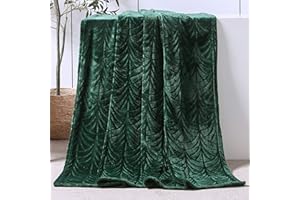 Whale Flotilla Flannel Fleece Throw Blanket for Couch, 130x150 CM, Soft Fluffy Velvet Sofa Blanket with Decorative Vintage Pattern for All Season, Warm and Lightweight, Deep Green