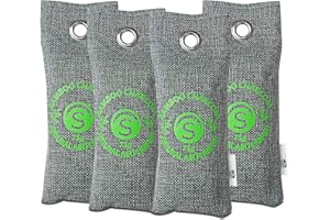 STIMIO 4x Bolsas Antiodor Zapatos – Carbón Activo Natural 4x75g – Elimina Olores Fuertes y Humedad – Desodorante Reutilizable para Calzado Deportivo Trabajo Casa Viajes – Sin Perfume