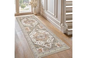 GENIMO Alfombra de pasillo de 80 x 150 cm, antideslizante, lavable a máquina, alfombra bohemia vintage para cocina, salón, guardería, alfombra de interior color rojo ladrillo | decoración del hogar