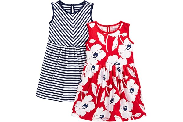 Simple Joys by Carter's Short-Sleeve and Sleeveless Dress Sets, Pack of 2 Robe décontractée Fille (Lot de 2)