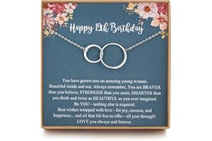 MUSIER PARIS Sweet 19th Birthday Gifts for Girls, Birthday Gifts for her, Presents for 19 Year Old Girls, Sterling Silver 2 ring Birthday Necklace, Friendship Gifts Birthday Jewelry