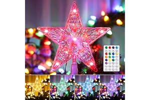 ‎BRIZLABS BrizLabs Weihnachtsbaum Topper Lichter, 11 LED 19cm RGB Stern Weihnachtsbaumspitze Batterie Christbaumspitze mit Fernbedienung Wasserdicht für Weihnachtsdeko Party Innen Zimmer Geburtstag Ferien